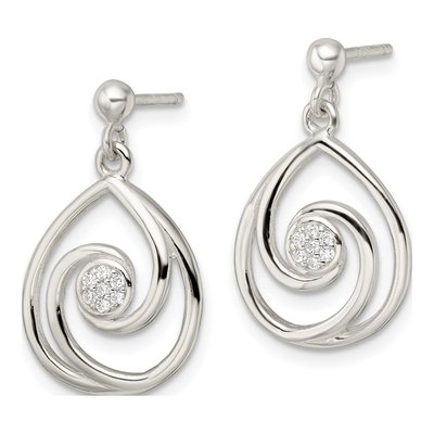 Sterling Silver CZ Teardrop Pendant & Earring Set – view 4