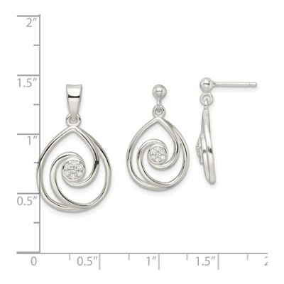 Sterling Silver CZ Teardrop Pendant & Earring Set – view 6