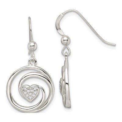 Sterling Silver CZ Heart Circle Pendant & Earring Set – view 3