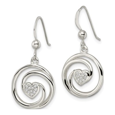 Sterling Silver CZ Heart Circle Pendant & Earring Set – view 4
