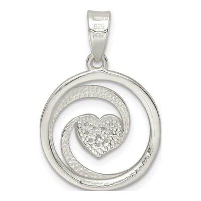 Sterling Silver CZ Heart Circle Pendant & Earring Set – view 8