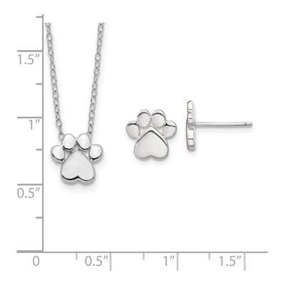 Sterling Silver Paw Print Necklace & Earring Set – view 7