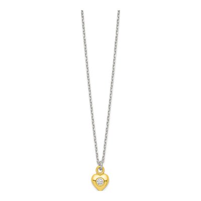 Girls' Sterling Silver CZ Heart Necklace & Earring Set – view 6