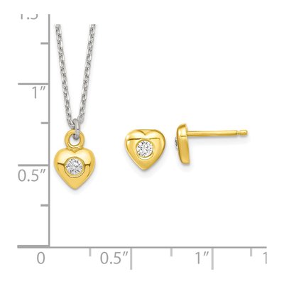 Girls' Sterling Silver CZ Heart Necklace & Earring Set – view 7
