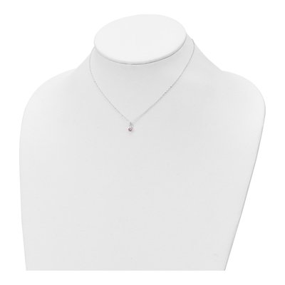 Girls' Sterling Silver Pink CZ Necklace & Earrings Set – view 5