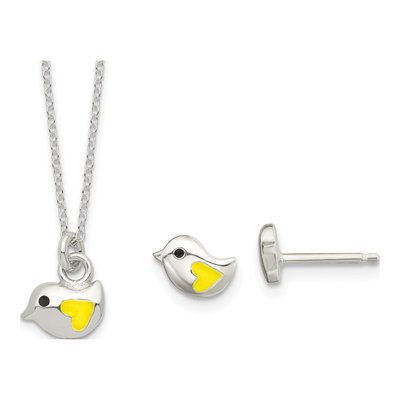 Girls' Sterling Silver Bird Necklace & Earring Set