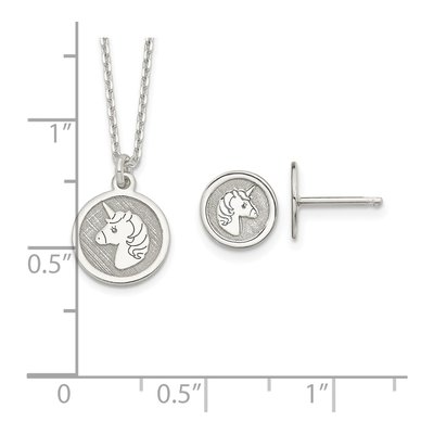 Sterling Silver Unicorn Necklace & Earrings Set – view 7