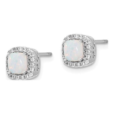 Sterling Silver CZ & Created Opal Halo Set – view 2