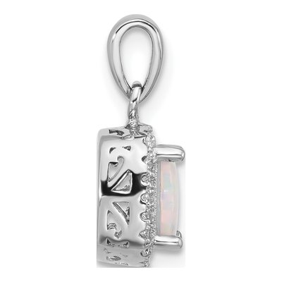 Sterling Silver CZ & Created Opal Halo Set – view 3