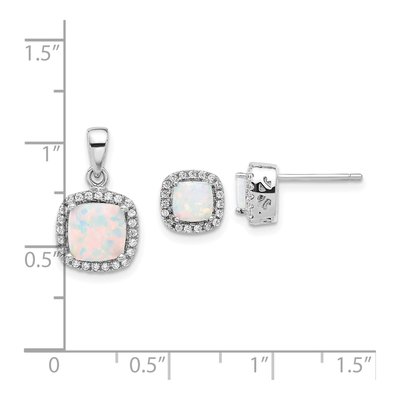 Sterling Silver CZ & Created Opal Halo Set – view 4