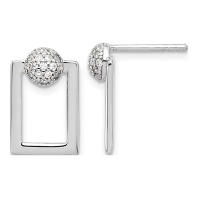Sterling Silver CZ Rectangle Earrings & Pendant Set – view 2