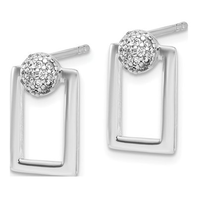 Sterling Silver CZ Rectangle Earrings & Pendant Set – view 3