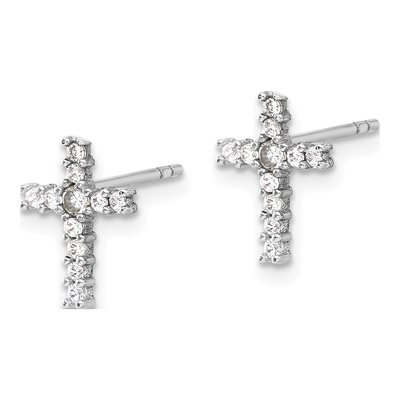 Sterling Silver CZ Cross Earrings & Pendant Set – view 4