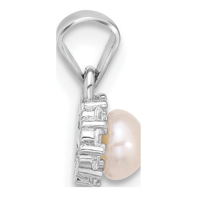 Sterling Silver Pearl & CZ Earrings & Pendant Set – view 2