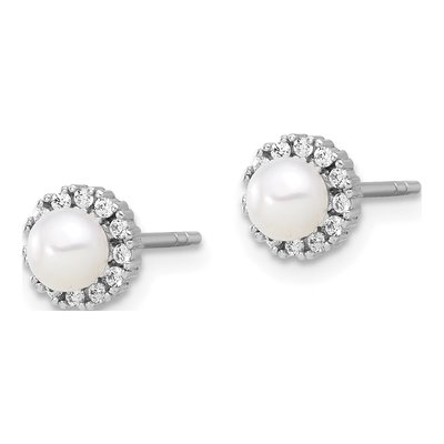 Sterling Silver Pearl & CZ Earrings & Pendant Set – view 3