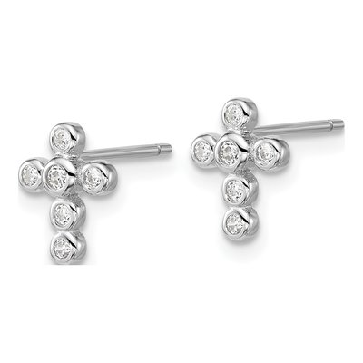 Sterling Silver CZ Cross Earring & Pendant Set – view 2