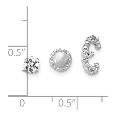 Sterling Silver CZ Stud & Ear Cuff Set of 3 – view 4