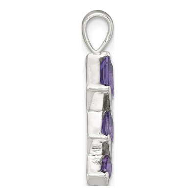 Sterling Silver Purple CZ Pendant & Earring Set – view 2