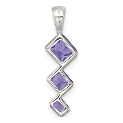 Sterling Silver Purple CZ Pendant & Earring Set – view 3