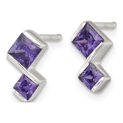 Sterling Silver Purple CZ Pendant & Earring Set – view 4