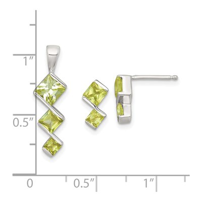 Sterling Silver Yellow CZ Pendant & Earring Set – view 7
