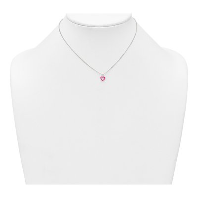 Girls' Sterling Silver Pink Enamel Heart Necklace & Earring – view 5