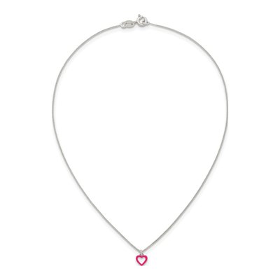 Girls' Sterling Silver Pink Enamel Heart Necklace & Earring – view 6