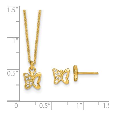 Girls' Sterling Silver CZ Butterfly Necklace & Earring Set – view 8