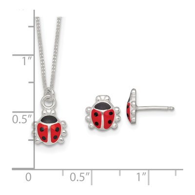Sterling Silver Ladybug Necklace & Earrings Set – view 8
