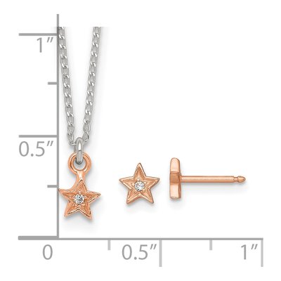 Girls' Sterling Silver Star CZ Necklace & Earring Set – view 7