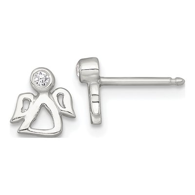 Girls' Sterling Silver CZ Angel Necklace & Earring Set – view 2