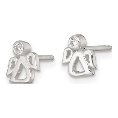 Girls' Sterling Silver CZ Angel Necklace & Earring Set – view 3