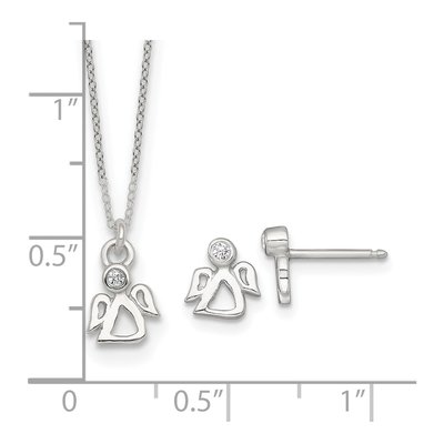 Girls' Sterling Silver CZ Angel Necklace & Earring Set – view 7