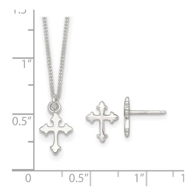 Girls' Sterling Silver Cross Necklace & Earring Set – view 8