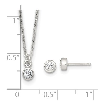 Girls' Sterling Silver CZ Necklace & Earring Set – view 7