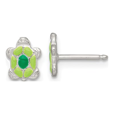 Girls' Sterling Silver Green Turtle Necklace & Earring Set – view 3