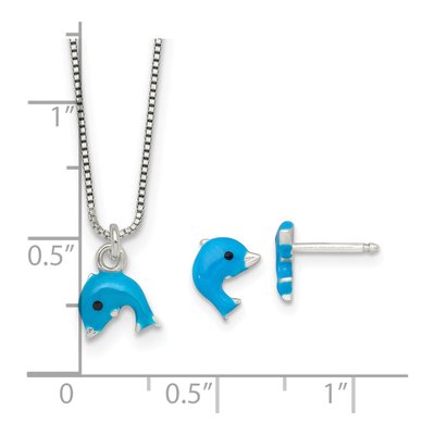Girls' Sterling Silver Dolphin Necklace & Earring Set – view 8