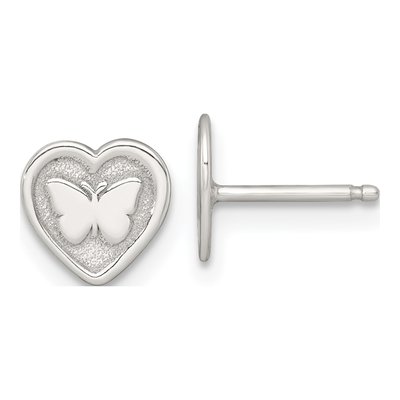 Kids' Sterling Silver Butterfly Heart Necklace & Earring Set – view 3