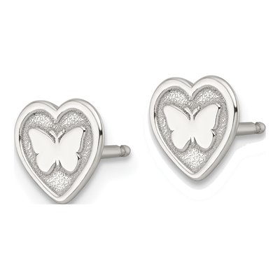 Kids' Sterling Silver Butterfly Heart Necklace & Earring Set – view 4