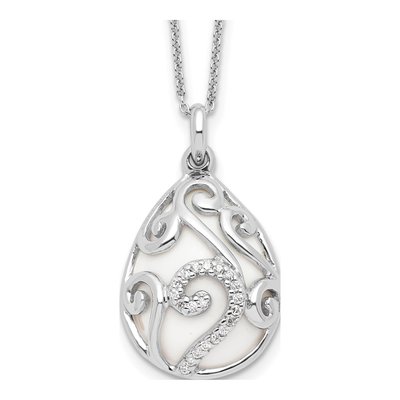 Sterling Silver Agate & CZ Dew of Heaven Necklace