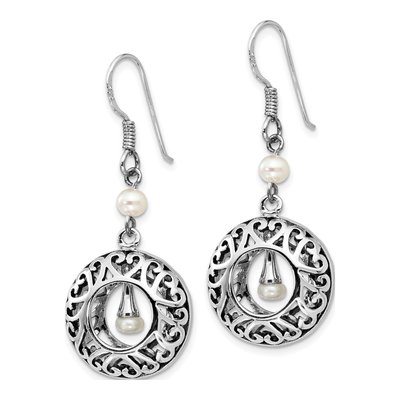Sterling Silver Freshwater Cultured Pearl Dangle Earrings – view 2