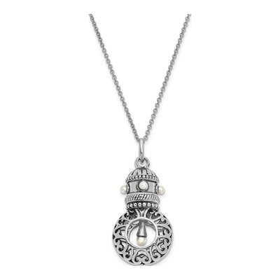 Sterling Silver Freshwater Cultured Pearl Wisdom Pendant Necklace – view 2