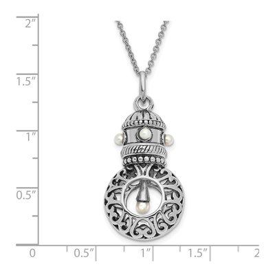 Sterling Silver Freshwater Cultured Pearl Wisdom Pendant Necklace – view 3