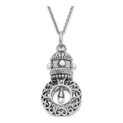 Sterling Silver Freshwater Cultured Pearl Wisdom Pendant Necklace