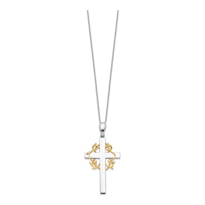 Gold-Plated Sterling Silver Cross Pendant Necklace – view 2