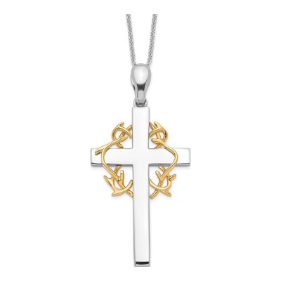 Gold-Plated Sterling Silver Cross Pendant Necklace