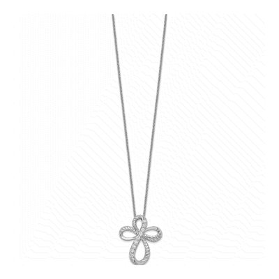 Sterling Silver CZ Cross Necklace, 18in | Rhodium – view 2