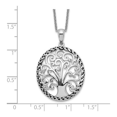 Sterling Silver CZ Tree of Life Pendant Necklace – view 3