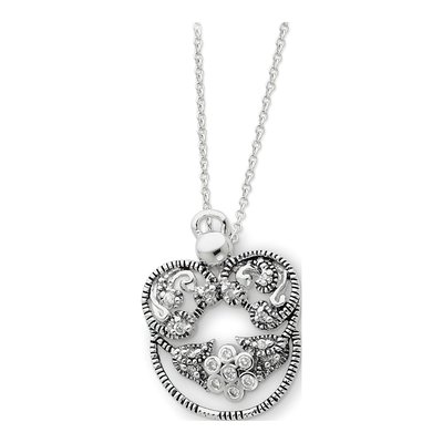 Sterling Silver CZ Antiqued Angel of Grace Necklace