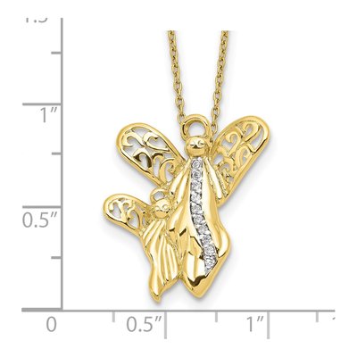 Gold-Plated Sterling Silver CZ Angel of Motherhood Pendant Necklace – view 3